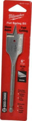 Milwaukee Tool - 1-1/8", 1/4" Straight Shank, Bright Finish, Carbon Steel, Spade Blade Drill Bit - 2 Spurs, 6-3/8" Overall Length, Wire Fishing Hole - Americas Industrial Supply