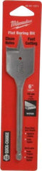 Milwaukee Tool - 1-3/8", 1/4" Straight Shank, Bright Finish, Carbon Steel, Spade Blade Drill Bit - 2 Spurs, 6-3/8" Overall Length, Wire Fishing Hole - Americas Industrial Supply