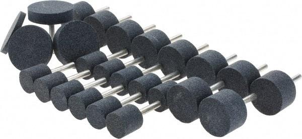 Grier Abrasives - 25 Piece Aluminum Oxide Vitrified Mounted Stone Abrasive Point Set - Includes 11 Shape W220 & 10 Shape W237 - Americas Industrial Supply