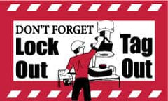 NMC - Don't Forget - Lockout Tagout, 60 Inch Long x 36 Inch High, Safety Banner - Polyethylene, English, Printed on 1 Side - Americas Industrial Supply