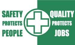 NMC - Safety Protects People - Quality Protects Jobs, 60 Inch Long x 36 Inch High, Safety Banner - Polyethylene, English, Printed on 1 Side - Americas Industrial Supply