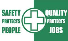 NMC - Safety Protects People - Quality Protects Jobs, 60 Inch Long x 36 Inch High, Safety Banner - Polyethylene, English, Printed on 1 Side - Americas Industrial Supply