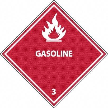 NMC - Gasoline DOT Shipping Label - 4" High x 4" Wide - Americas Industrial Supply