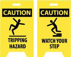 NMC - Caution - Tripping Hazard, Caution - Watch Your Step, 12" Wide x 19" High, Plastic Floor Sign - A-Frame, Black on Yellow, For Accident Prevention - Americas Industrial Supply