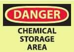 NMC - "Danger - Chemical Storage Area", 10" Long x 14" Wide, Pressure-Sensitive Vinyl Safety Sign - Rectangle, 0.004" Thick, Use for Hazardous Materials - Americas Industrial Supply