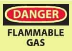 NMC - "Danger - Flammable Gas", 10" Long x 14" Wide, Pressure-Sensitive Vinyl Safety Sign - Rectangle, 0.004" Thick, Use for Hazardous Materials - Americas Industrial Supply