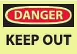 NMC - "Danger - Keep Out", 10" Long x 14" Wide, Pressure-Sensitive Vinyl Safety Sign - Rectangle, 0.004" Thick, Use for Accident Prevention - Americas Industrial Supply