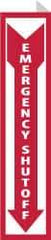 NMC - "Emergency Shut-Off", 18" Long x 4" Wide, Rigid Plastic Safety Sign - Rectangle, 0.05" Thick, Use for Accident Prevention - Americas Industrial Supply