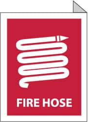 NMC - Fire Hose, Plastic Fire Sign - 9" Wide x 12" High, Glow-in-the-Dark - Americas Industrial Supply