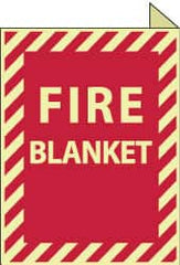 NMC - Fire Blanket, Plastic Fire Sign - 9" Wide x 12" High, Glow-in-the-Dark - Americas Industrial Supply