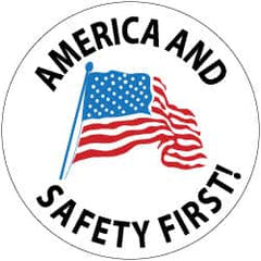 NMC - America and Safety First, Hard Hat Label - Blue & Black on White, Red, 2" Thick, For Accident Prevention - Americas Industrial Supply