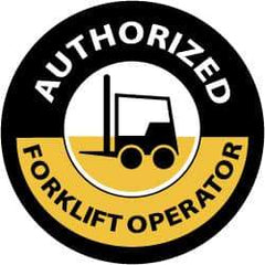 NMC - Authorized Forklift Operator, Hard Hat Label - Yellow on Black, 2" Thick, For Accident Prevention - Americas Industrial Supply