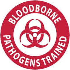 NMC - Bloodborne Pathogens Trained, Hard Hat Label - Red on White, 2" Thick, For Accident Prevention - Americas Industrial Supply