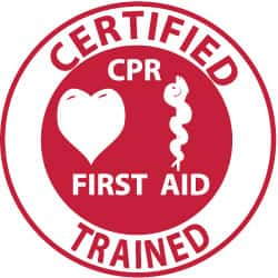 NMC - Certified CPR First Aid Trained, Hard Hat Label - Red on White, 2" Thick, For Certified Operator - Americas Industrial Supply