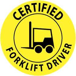 NMC - Certified Forklift Driver, Hard Hat Label - Black on Yellow, 2" Thick, For Certified Operator - Americas Industrial Supply