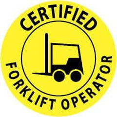 NMC - Certified Forklift Operator, Hard Hat Label - Black on Yellow, 2" Thick, For Certified Operator - Americas Industrial Supply