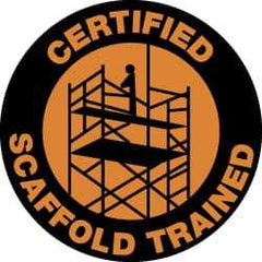 NMC - Certified Scaffold Trained, Hard Hat Label - Orange on Black, 2" Thick, For Certified Operator - Americas Industrial Supply