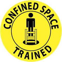 NMC - Confined Space Trained, Hard Hat Label - Black on Yellow, 2" Thick, For Accident Prevention - Americas Industrial Supply