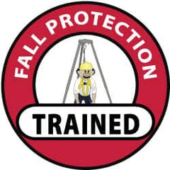 NMC - Fall Protection Trained, Hard Hat Label - Black, Red & Yellow on White, 2" Thick, For Accident Prevention - Americas Industrial Supply