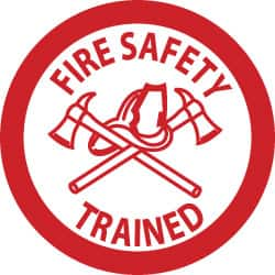 NMC - Fire Safety Trained, Hard Hat Label - Red on White, 2" Thick, For Accident Prevention - Americas Industrial Supply