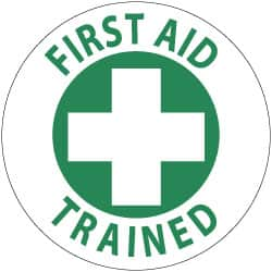 NMC - First Aid Trained, Hard Hat Label - Green on White, 2" Thick, For Accident Prevention - Americas Industrial Supply