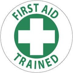 NMC - First Aid Trained, Hard Hat Label - Green on White, 2" Thick, For Accident Prevention - Americas Industrial Supply