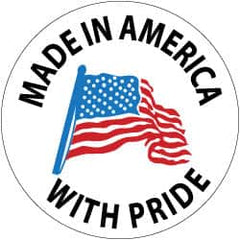 NMC - Made in America with Pride, Hard Hat Label - Blue & Black on White, Red, 2" Thick, For Accident Prevention - Americas Industrial Supply