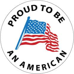 NMC - Proud to Be an American, Hard Hat Label - Blue & Black on White, Red, 2" Thick, For Accident Prevention - Americas Industrial Supply