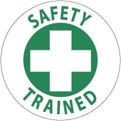 NMC - Safety Trained, Hard Hat Label - Green on White, 2" Thick, For Accident Prevention - Americas Industrial Supply