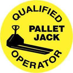 NMC - Qualified Pallet Jack Operator, Hard Hat Label - Black on Yellow, 2" Thick, For Certified Operator - Americas Industrial Supply