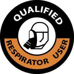 NMC - Qualified Respirator User, Hard Hat Label - Black & Orange on White, 2" Thick, For Certified Operator - Americas Industrial Supply