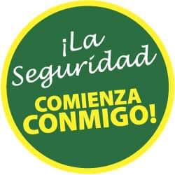 NMC - Ila Seguridad Comienza Conmigo!, Hard Hat Label - White & Yellow on Green, 2" Thick, For Accident Prevention - Americas Industrial Supply