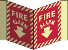 NMC - Fire Alarm, Acrylic Fire Sign - 8-3/4" Wide x 5-3/4" High, Glow-in-the-Dark - Americas Industrial Supply