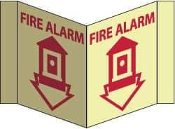 NMC - Fire Alarm, Acrylic Fire Sign - 8-3/4" Wide x 5-3/4" High, Glow-in-the-Dark - Americas Industrial Supply