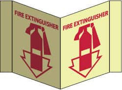 NMC - Fire Extinguisher, Acrylic Fire Sign - 8-3/4" Wide x 5-3/4" High, Glow-in-the-Dark - Americas Industrial Supply