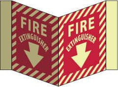 NMC - Fire Extinguisher, Acrylic Fire Sign - 8-3/4" Wide x 5-3/4" High, Glow-in-the-Dark - Americas Industrial Supply