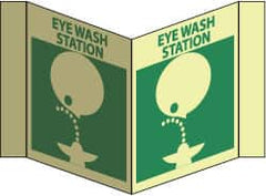 NMC - "Eye Wash Station", 5-3/4" Long x 8-3/4" Wide, Rigid Plastic Safety Sign - Rectangle, 0.125" Thick, Use for First Aid - Americas Industrial Supply