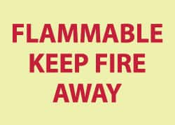 NMC - "Flammable - Keep Fire Away", 10" Long x 14" Wide, Pressure-Sensitive Vinyl Safety Sign - Rectangle, 0.004" Thick, Use for Accident Prevention - Americas Industrial Supply