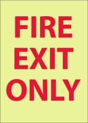 NMC - Fire Exit Only, Plastic Fire Sign - 14" Wide x 10" High, Glow-in-the-Dark - Americas Industrial Supply