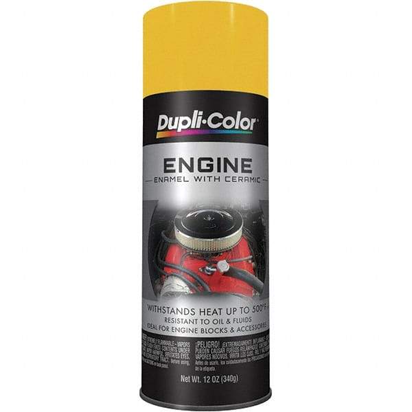 Dupli-Color - 12 oz Daytona Yellow Automotive Heat Resistant Paint - Gloss Finish, 500°F Max Temp, Comes in Aerosol Can - Americas Industrial Supply