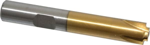 Interstate - 1/32" Radius, 3/8" Mill Diam, 4 Flute High Speed Steel Corner Rounding End Mill - Single End, TiN Finish, 2-1/2" OAL, 3/8" Shank Diam - Americas Industrial Supply