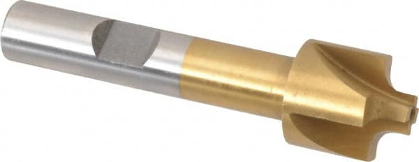 Interstate - 7/64" Radius, 5/8" Mill Diam, 4 Flute High Speed Steel Corner Rounding End Mill - Single End, TiN Finish, 2-1/2" OAL, 3/8" Shank Diam - Americas Industrial Supply