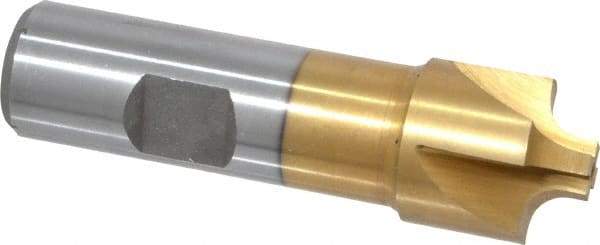 Interstate - 3/16" Radius, 7/8" Mill Diam, 4 Flute High Speed Steel Corner Rounding End Mill - Single End, TiN Finish, 3-1/8" OAL, 3/4" Shank Diam - Americas Industrial Supply