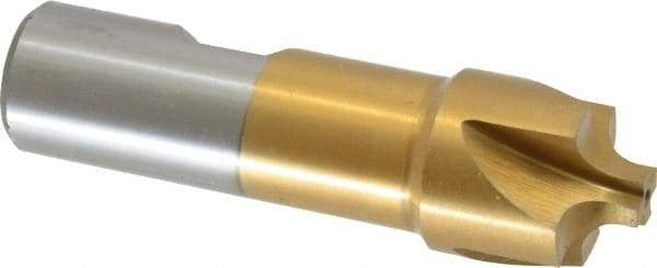 Interstate - 13/64" Radius, 7/8" Mill Diam, 4 Flute High Speed Steel Corner Rounding End Mill - Single End, TiN Finish, 3-1/8" OAL, 3/4" Shank Diam - Americas Industrial Supply