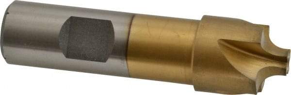 Interstate - 7/32" Radius, 7/8" Mill Diam, 4 Flute High Speed Steel Corner Rounding End Mill - Single End, TiN Finish, 3-1/4" OAL, 3/4" Shank Diam - Americas Industrial Supply