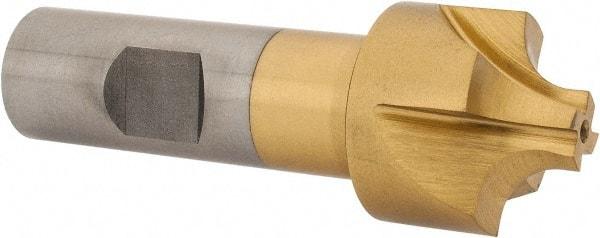 Interstate - 9/32" Radius, 1-1/8" Mill Diam, 4 Flute High Speed Steel Corner Rounding End Mill - Single End, TiN Finish, 3-1/4" OAL, 3/4" Shank Diam - Americas Industrial Supply