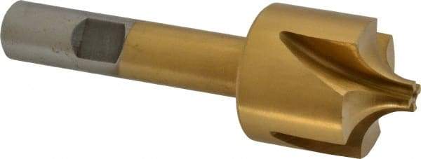 Interstate - 11/32" Radius, 1-1/8" Mill Diam, 4 Flute High Speed Steel Corner Rounding End Mill - Single End, TiN Finish, 3-1/2" OAL, 1/2" Shank Diam - Americas Industrial Supply