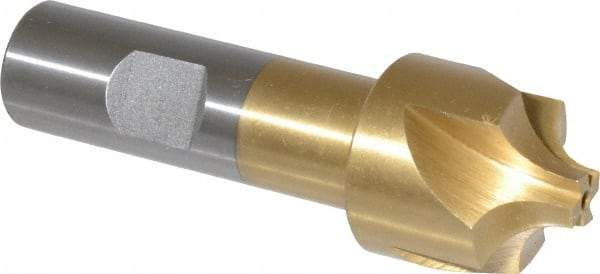 Interstate - 11/32" Radius, 1-1/8" Mill Diam, 4 Flute High Speed Steel Corner Rounding End Mill - Single End, TiN Finish, 3-1/2" OAL, 3/4" Shank Diam - Americas Industrial Supply