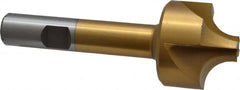 Interstate - 3/8" Radius, 1-1/4" Mill Diam, 4 Flute High Speed Steel Corner Rounding End Mill - Single End, TiN Finish, 3-1/2" OAL, 1/2" Shank Diam - Americas Industrial Supply