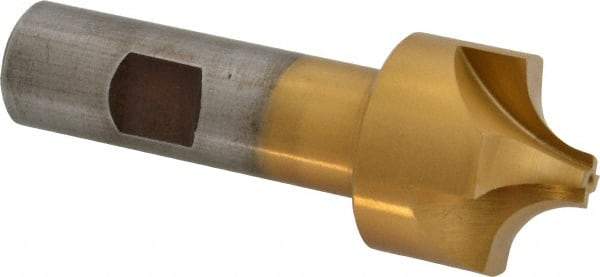 Interstate - 13/32" Radius, 1-1/4" Mill Diam, 4 Flute High Speed Steel Corner Rounding End Mill - Single End, TiN Finish, 3-1/2" OAL, 3/4" Shank Diam - Americas Industrial Supply